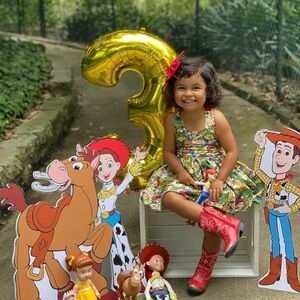 Floral Kids Casual Dress with Red Accents